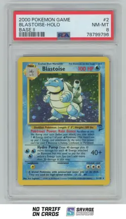 2000 Pokemon Classic Base Set 2 Holo Blastoise PSA 8 #2/130 - Image 1