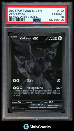 2025 POKEMON SV BLACK BOLT - BLK EN #172/086 ZEKROM EX BLACK WHITE RARE PSA 10 - Image 1