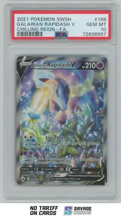 2021 Pokemon Sword & Shield - Chilling Reign Galarian Rapidash V PSA 10 #168/198 - Image 1