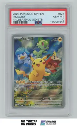 2023 Pokeon SVP Paldea Evolved ETB Pikachu PSA 10 #027 - Image 1