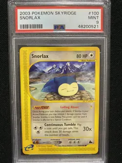 2003 Pokemon Skyridge Snorlax 100/144 PSA 9 Mint - Image 1