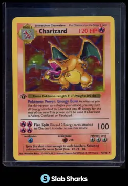 1999 POKEMON SET 1ST EDITION #4/102 CHARIZARD HOLO THICK STAMP - Image 1