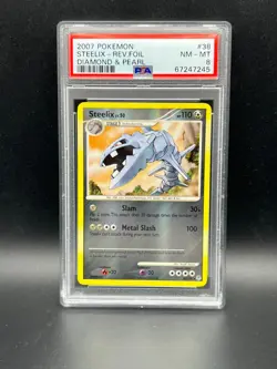 Pokemon PSA 8 NM-MT Steelix 38/130 Diamond & Pearl Reverse Holo 2007 S#7245 - Image 1
