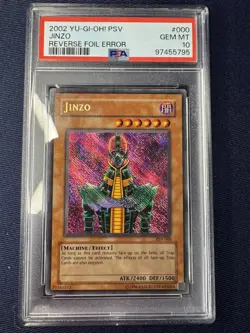 2002 Yu-Gi-Oh! Pharaoh's Servant Jinzo Reverse Foil Error PSA 10 - Image 1