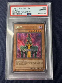 2002 Yu-Gi-Oh! Pharaoh's Servant Jinzo Reverse Foil Error PSA 10 - Image 3