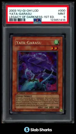 2003 YU-GI-OH! LEGACY OF DARKNESS #LOD-000 YATA-GARASU 1ST EDITION PSA 9 - Image 1