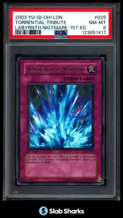2003 YU-GI-OH! #LON-025 TORRENTIAL TRIBUTE 1ST EDITION PSA 8 - Image 1
