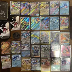 Pokemon Card Lot Of 30 TCG Ultra Rares EX,V,ar ,SR,etc. Sleeved W Mini Tin Nm - Image 1