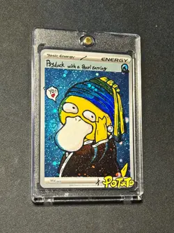 Munch The Scream Psyduck 286/SM-P PROMO Pokemon Card Japanese Hand draw DIY 🌀 - Image 1