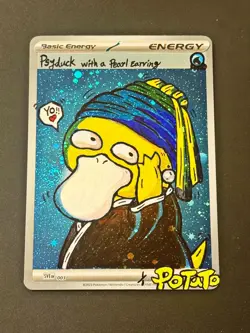 Munch The Scream Psyduck 286/SM-P PROMO Pokemon Card Japanese Hand draw DIY 🌀 - Image 3