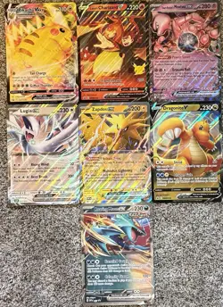 Pokemon Jumbo Card Lot - Pikachu VMAX, Charizard V, Lugia EX, Roaring Moon - Image 1