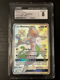 Mewtwo GX SV59/SV94 Hidden Fates Shiny Vault Holo Pokemon Card Cgc 8 Nm/mint - Image 1