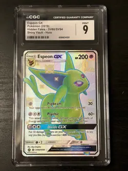 Espeon GX Hidden Fates SV60/SV94 Shiny Vault Holo Pokemon Card CGC 9 MINT - Image 1