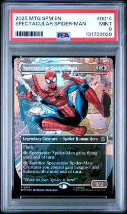 2025 MTG MARVEL'S SPIDER-MAN FOIL #0014 SPECTACULAR SPIDER-MAN PSA 9 - Image 1