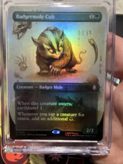 Badgermole Cub - Borderless- Avatar, Magic The Gathering (Foil) NM-Mag Hard Case - Image 1