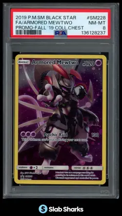 2019 POKEMON SM BLACK STAR PROMO #SM228 ARMORED MEWTWO PSA 8 - Image 1