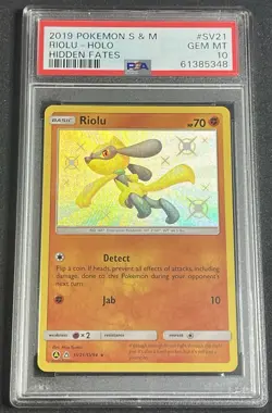 PSA 10 Riolu SV21/SV94 Hidden Fates: Shiny Vault Sun & Moon Pokemon 2019 - Image 1