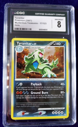 Pokemon TCG 2007 DP Mysterious Treasures Tyranitar 17/123 Holo CGC 8 NM/Mint - Image 1