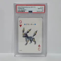 UMBREON PSA 10 Pokemon Silver Version Playing Card 9 OF HEARTS 197 Poker Low Pop - Image 1