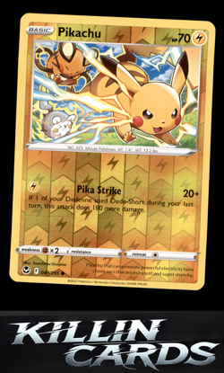 Reverse Holofoil Pikachu 049/195 Pokemon Common SWSH12: Silver Tempest Card NM - Image 1