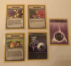 Lot Of 4 Team Rocket Set Pokemon Cards plus 1 energy card - Image 1