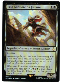 MTG EZIO AUDITORE DA FIRENZE ASSASSIN'S CREED FOIL MYTHIC BLACK CREATURE NM EDH - Image 1