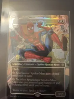 Prerelease MTG SPECTACULAR SPIDER-MAN 0014 Very Rare STAMPED PROMO FULL ART FOIL - Image 1