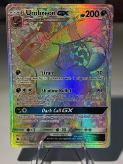 Pokemon Sun & Moon Base Set 2017 Umbreon GX 154/149 Rainbow Secret Rare LP - Image 1
