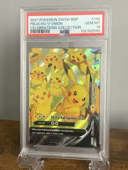 2021 POKEMON SWSH PROMO CELEBRATIONS COLLECTION #142 PIKACHU V-UNION PSA 10 - Image 1