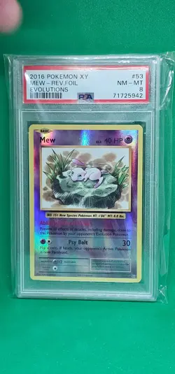 2016 Pokemon XY Mew Reverse Foil Evolutions #53 PSA 8 NM-MT - Image 1