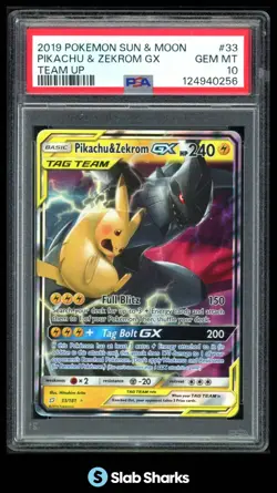 2019 POKEMON SUN & MOON TEAM UP #33/181 PIKACHU ZEKROM HOLO PSA 10 - Image 1