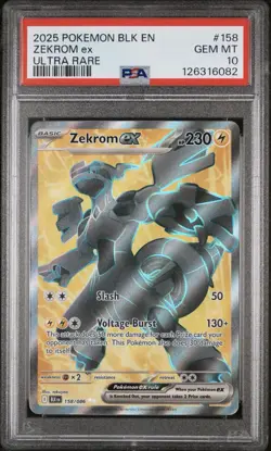2025 POKEMON BLK EN ZEKROM ex ULTRA RARE #158 PSA 10 GEM MINT - Image 1