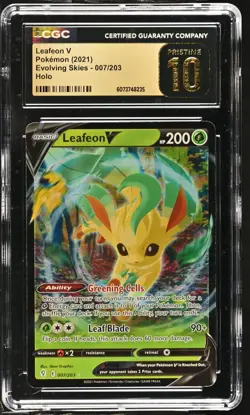LEAFEON V Evolving Skies Holo Rare #007 CGC Pristine 10 Pokemon - Image 1