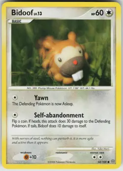 Pokemon Bidoof 54/100 Stormfront Common NM - Image 1