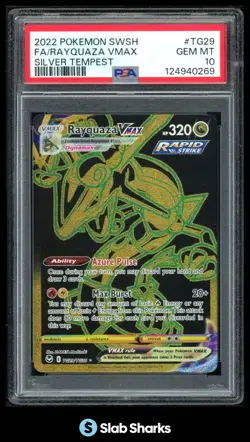 2022 POKEMON SWORD & SHIELD SILVER TEMPEST RAYQUAZA VMAX TRAINER GALLERY PSA 10 - Image 1