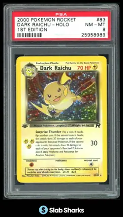 2000 POKEMON TEAM ROCKET 1ST EDITION #83/82 DARK RAICHU HOLO PSA 8 - Image 1