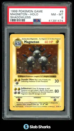 1999 POKEMON SET SHADOWLESS #9/102 MAGNETON HOLO PSA 8 - Image 1