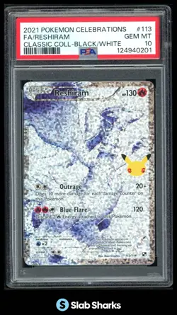 2021 POKEMON SWORD & SHIELD CELEBRATIONS RESHIRAM CLASSIC COLLECTION PSA 10 - Image 1