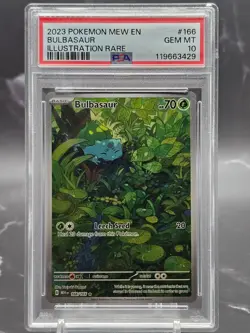 2023 Pokemon SV151 Bulbasaur Illustration Rare 166/165 PSA 10 GEM MINT - Image 1
