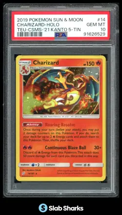 2019 POKEMON SUN & MOON TEAM UP #14/181 CHARIZARD PROMO HOLO COMOS KANTO PSA 10 - Image 1