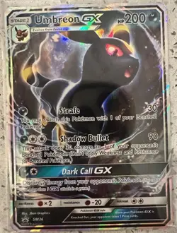 Umbreon GX SM36 Sun & Moon Ultra Rare Holo Promo Pokemon Card LP - Image 1
