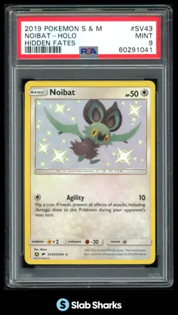2019 POKEMON SUN & MOON HIDDEN FATES #SV43/SV94 NOIBAT HOLO PSA 9 - Image 1