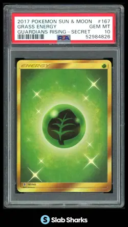 2017 POKEMON SUN & MOON GUARDIANS RISING #167/145 GRASS ENERGY SECRET PSA 10 - Image 1