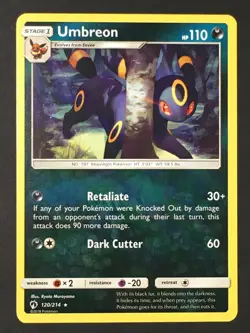 Pokemon TCG Umbreon 120/214 SM Lost Thunder Regular Non Holo Rare LP - Image 1