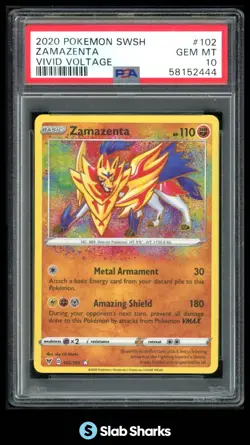 2020 POKEMON SWORD & SHIELD VIVID VOLTAGE #102/185 ZAMAZENTA PSA 10 - Image 1