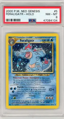2000 Pokemon Neo Genesis Holo Feraligatr #5 PSA 8 - Image 1