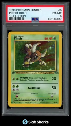 1999 POKEMON JUNGLE 1ST EDITION #9/64 PINSIR HOLO PSA 6 - Image 1