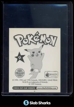 1999 MERLIN POKEMON STICKER #25 PIKACHU - Image 2