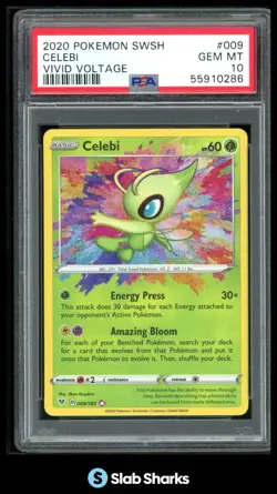 2020 POKEMON SWORD & SHIELD VIVID VOLTAGE #009/185 CELEBI PSA 10 - Image 1