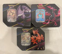 2023 POKEMON GALARIAN MOLTRES ZAPDOS ARTICUNO CROWN ZENITH TIN SET OF 3 SEALED - Image 1